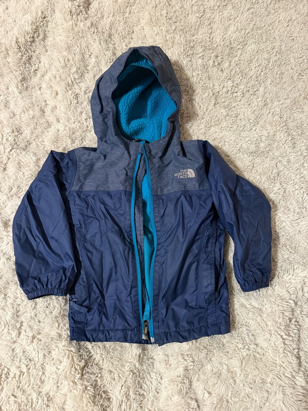 The North Face Kids' Navy Blue Hooded Jacket with Fleece Liner 3T